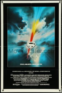 5f1096 SUPERMAN 1sh 1978 D.C. comic book superhero Christopher Reeve, cool Bob Peak logo art!