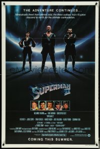 5f1098 SUPERMAN II teaser 1sh 1981 Christopher Reeve, Terence Stamp, great image of villains!