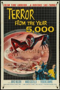 5f1113 TERROR FROM THE YEAR 5,000 1sh 1958 great art of the hideous she-thing from time unborn!