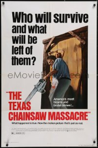 5f1116 TEXAS CHAINSAW MASSACRE 1sh R1980 Tobe Hooper cult classic slasher horror, who will survive!