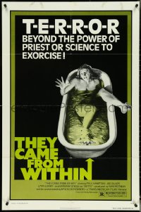 5f1119 THEY CAME FROM WITHIN 1sh 1976 David Cronenberg's Shivers, art of terrified girl in bath!