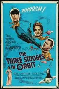5f1122 THREE STOOGES IN ORBIT 1sh 1962 astro-nuts Moe, Larry & Curly-Joe meet the sexy Martians!