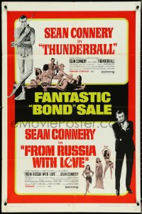 5f1124 THUNDERBALL/FROM RUSSIA WITH LOVE 1sh 1968 Bond sale of two of Sean Connery's best 007 roles!