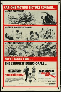 5f1125 THUNDERBALL/YOU ONLY LIVE TWICE 1sh 1971 Sean Connery's two biggest James Bonds of all!