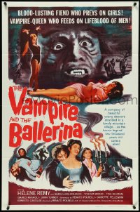 5f1142 VAMPIRE & THE BALLERINA 1sh 1962 blood-lusting vampire queen fiend who preys on girls!