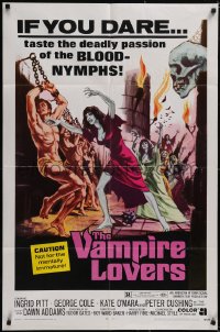 5f1145 VAMPIRE LOVERS 1sh 1970 Hammer, taste the deadly passion of the blood-nymphs if you dare!