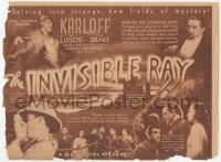 5f1197 INVISIBLE RAY herald 1936 Boris Karloff & Bela Lugosi, Universal horror/sci-fi, ultra rare!