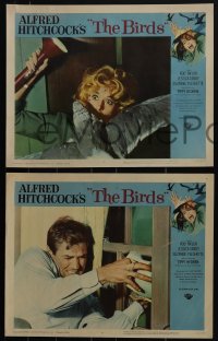 5f0436 BIRDS 8 LCs 1963 Alfred Hitchcock, Tippi Hedren, Rod Taylor, classic horror, complete set!