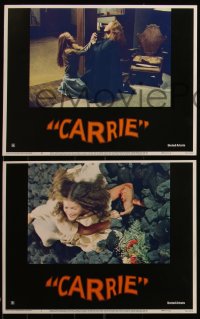 5f0441 CARRIE 8 LCs 1976 Stephen King, Sissy Spacek & Piper Laurie, complete set w/spoiler card!
