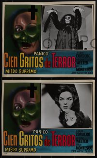 5f0543 CIEN GRITOS DE TERROR 7 Spanish/US LCs 1965 100 Cries of Terror, Panico y Miedo, ultra rare!