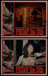 5f0470 FRIDAY THE 13th 8 int'l LCs 1980 Kevin Bacon, horror slasher images, border art by Joann!