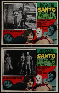 5f0514 SANTO CONTRA LOS ASESINOS DE OTROS MUNDOS 8 Spanish/US LCs 1973 famous masked wrestler, rare!
