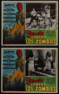 5f0550 SANTO CONTRA LOS ZOMBIES 7 Spanish/US LCs 1964 masked wrestler, ultra rare!