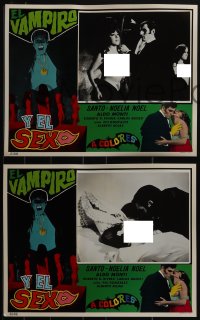 5f0515 SANTO EN EL TESORO DE DRACULA 8 Spanish/US LCs 1969 vampires + masked wrestlers, sexy!