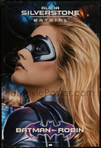 5g0679 BATMAN & ROBIN signed teaser 1sh 1997 by Alicia Silverstone, super close-up sexy image!