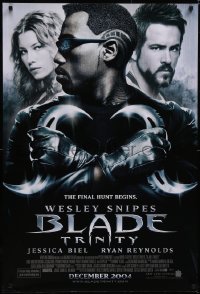 5g0698 BLADE TRINITY advance 1sh 2004 Wesley Snipes, tough guy Ryan Reynolds, Jessica Biel!