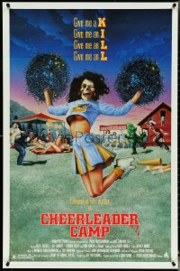 5g0711 CHEERLEADER CAMP 1sh 1987 John Quinn directed, wacky image of sexy cheerleader w/skull head!