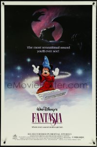 5g0769 FANTASIA 1sh R1985 Mickey from Sorcerer's Apprentice & Chernabog from Night on Bald Mountain!