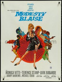5g0635 MODESTY BLAISE French 24x32 1966 Bob Peak art of sexy female secret agent Monica Vitti!