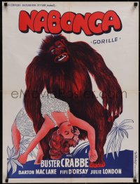 5g0636 NABONGA French 24x32 R1960s art of giant gorilla carrying unconscious Julie London, rare!