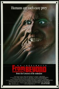 5g0783 FROM BEYOND 1sh 1986 H.P. Lovecraft, wild sci-fi horror image, humans are such easy prey!
