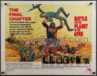 5g0211 BATTLE FOR THE PLANET OF THE APES 1/2sh 1973 sci-fi artwork of war between apes & humans!