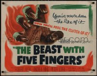 5g0212 BEAST WITH FIVE FINGERS style B 1/2sh 1947 Peter Lorre, Robert Alda, King, hand art, rare!
