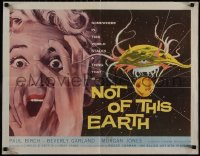 5g0277 NOT OF THIS EARTH 1/2sh 1957 classic close up art of screaming girl & alien monster!
