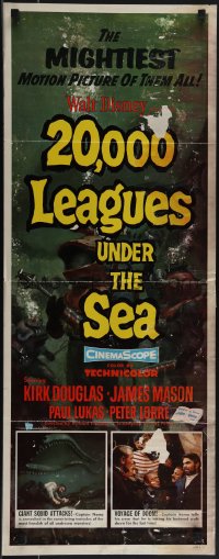 5g0004 20,000 LEAGUES UNDER THE SEA insert 1955 Jules Verne classic, art of deep sea divers!