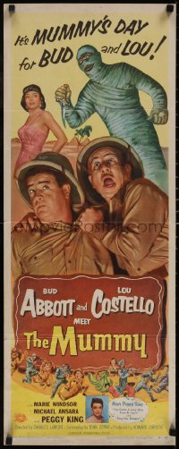 5g0002 ABBOTT & COSTELLO MEET THE MUMMY insert 1955 Bud & Lou are back in their mummy's arms!