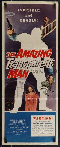 5g0010 AMAZING TRANSPARENT MAN insert 1959 Edgar Ulmer, cool art of the invisible & deadly convict!