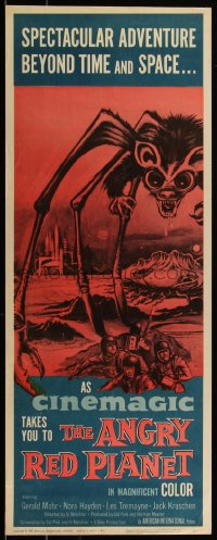 5g0011 ANGRY RED PLANET insert 1960 great artwork of gigantic drooling bat-rat-spider creature!