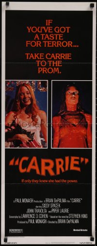 5g0030 CARRIE insert 1976 Stephen King, Sissy Spacek before & after her bloodbath at the prom!