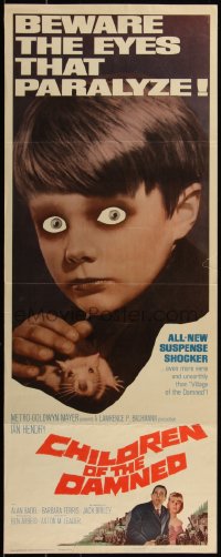 5g0033 CHILDREN OF THE DAMNED insert 1964 beware the creepy kid's eyes that paralyze!
