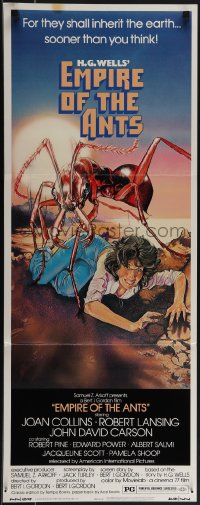 5g0052 EMPIRE OF THE ANTS insert 1977 H.G. Wells, great Drew Struzan art of monster attacking!