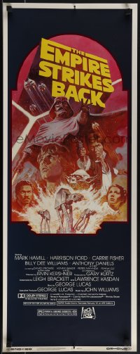 5g0053 EMPIRE STRIKES BACK insert R1982 George Lucas classic, cool montage art by Tom Jung!