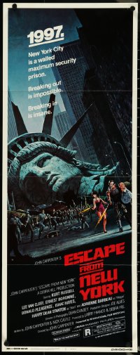 5g0056 ESCAPE FROM NEW YORK insert 1981 Carpenter, art of decapitated Lady Liberty by Barry Jackson!
