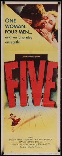 5g0061 FIVE insert 1951 Oboler, post-apocalyptic sci-fi about 5 survivors, but only one woman!