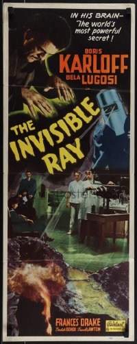 5g0085 INVISIBLE RAY insert R1948 Realart, Karloff & Lugosi in Universal horror/sci-fi, ultra rare!