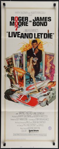 5g0094 LIVE & LET DIE East Hemi insert 1973 Roger Moore as Bond by Robert McGinnis, formerly folded!