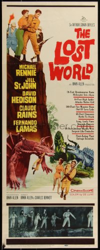 5g0096 LOST WORLD insert 1960 Michael Rennie battles dinosaurs in the Amazon Jungle, Irwin Allen!