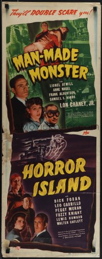 5g0098 MAN MADE MONSTER/HORROR ISLAND insert 1941 they'll double scare you, ultra rare!