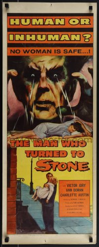 5g0099 MAN WHO TURNED TO STONE insert 1957 Victor Jory practices unholy medicine, cool horror art!