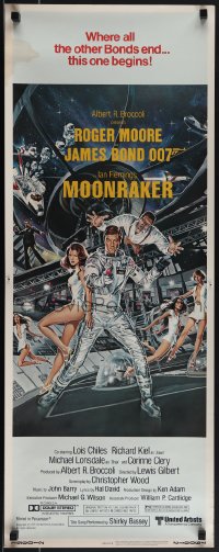 5g0102 MOONRAKER insert 1979 art of Moore as James Bond & sexy Lois Chiles by Goozee!
