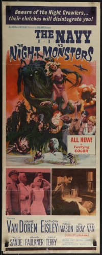 5g0106 NAVY VS THE NIGHT MONSTERS insert 1966 art and great images of sexy Mamie Van Doren in peril!
