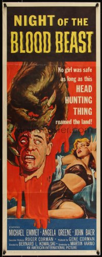 5g0107 NIGHT OF THE BLOOD BEAST insert 1958 art of sexy girl & monster hand with severed head!