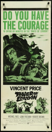 5g0151 TOWER OF LONDON insert 1962 Vincent Price, Roger Corman, montage of horror artwork!