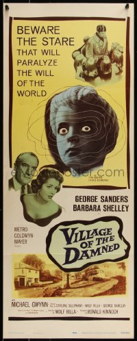 5g0159 VILLAGE OF THE DAMNED insert 1960 George Sanders, beware the stare that will paralyze!