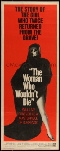 5g0165 WOMAN WHO WOULDN'T DIE insert 1965 Catacombs, image of Death skull face & sexy leg!
