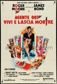 5g0617 LIVE & LET DIE Italian 1sh 1973 JO art of Roger Moore as James Bond & sexy tarot cards!